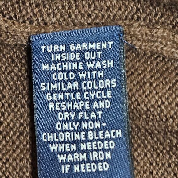 Men's‎ Roundtree & Yorke Brown With Gray Elbow Pads Button Up Cardigan Size XL - Picture 5 of 6